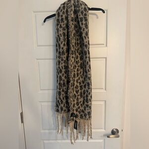 Express Leopard Print Fringed Scarf